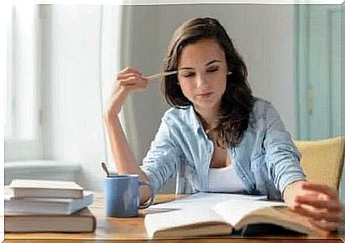 Woman who studies intensely