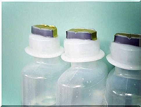 Bottles with saline